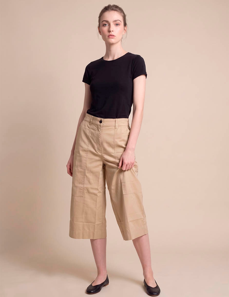 Pantalón coulotte recto mujer