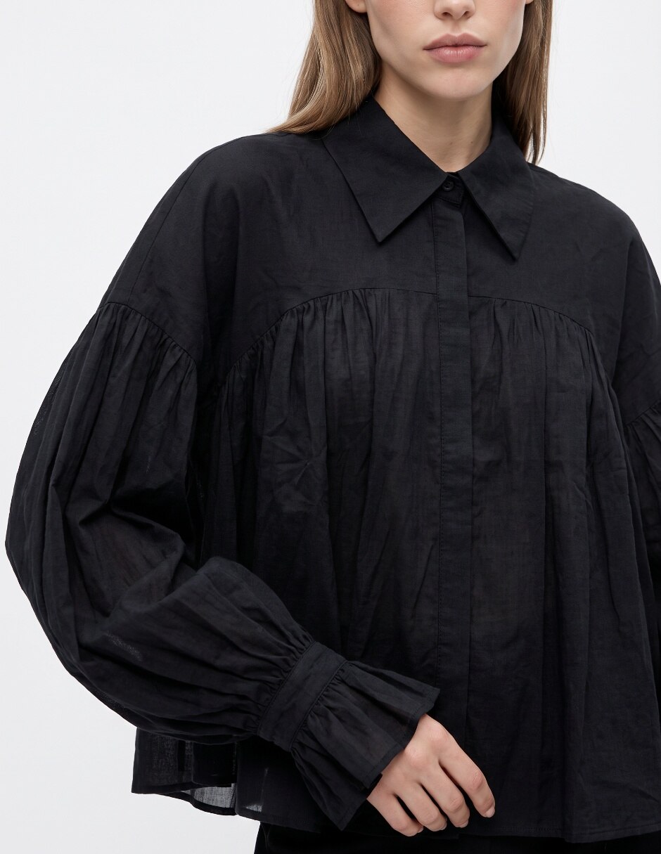 Camisa de algodón manga larga para mujer 3