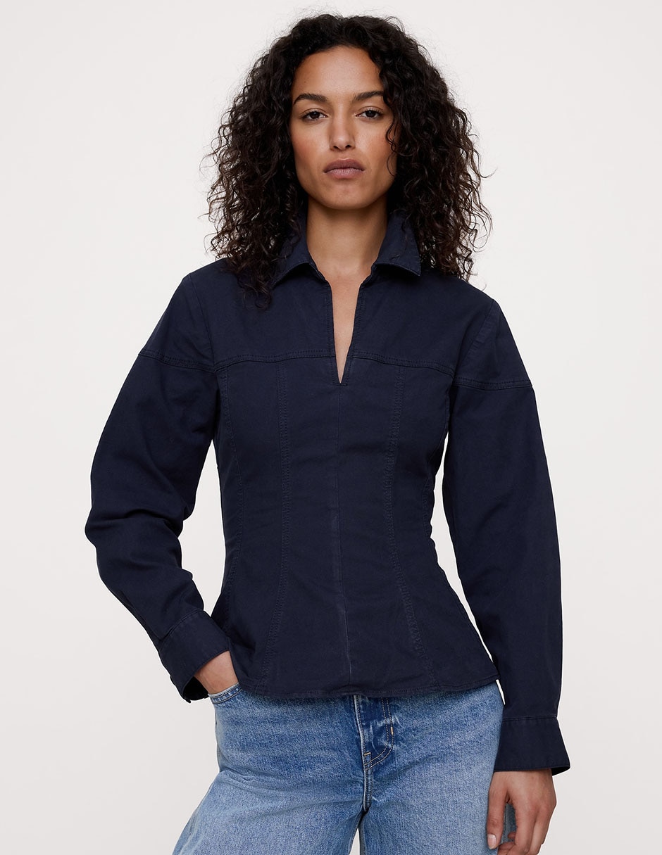 Camisa de algodón manga larga para mujer