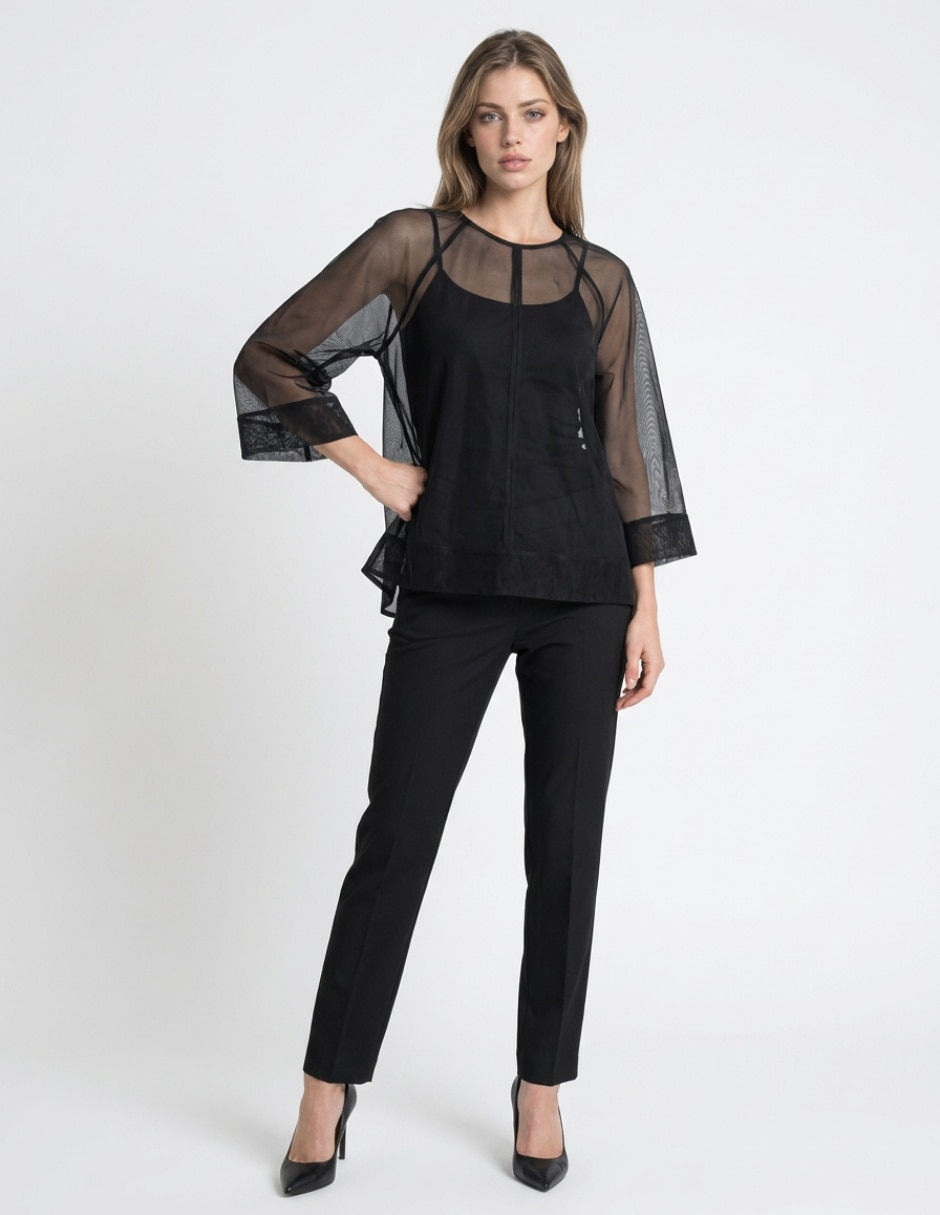 Blusa manga al codo para mujer